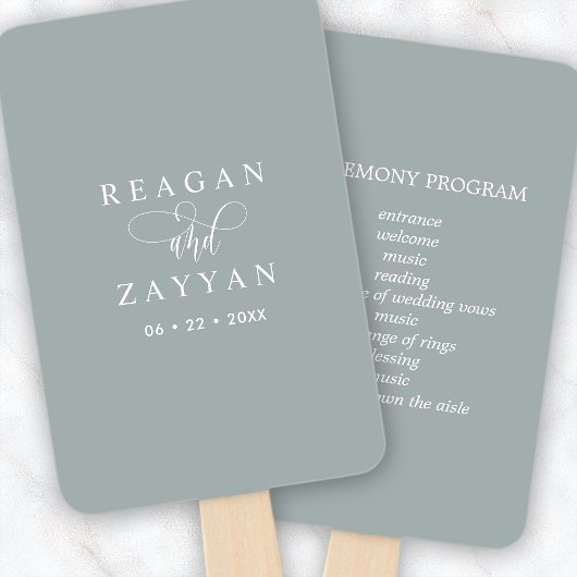 Dusty Sage Minimalistisch Wedding Program Fächer