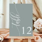 Dusty Sage Moderne Kalligrafie Hochzeit Tischnummer