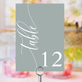 Dusty Sage Moderne Kalligrafie Hochzeit Tischnummer