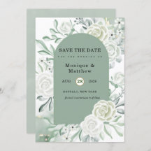 Dusty Sage Painted Florals Save the Date