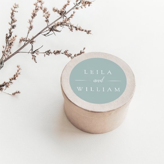Dusty Sage Personalisiert Wedding Runder Aufkleber