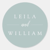 Dusty Sage Personalisiert Wedding Runder Aufkleber (Vorderseite)