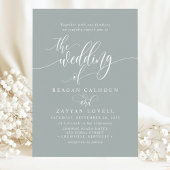 Dusty Sage Simple Modern Script Wedding Einladung