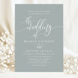 Dusty Sage Simple Modern Script Wedding Einladung