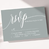 Dusty Sage Simple Script Wedding RSVP Card Karte