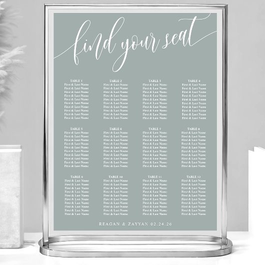 Dusty Sage Simple Wedding Seekarte Poster