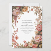 Dusty Sage, Soft Peach & Warm Sand Floral Wedding Einladung (Vorderseite)