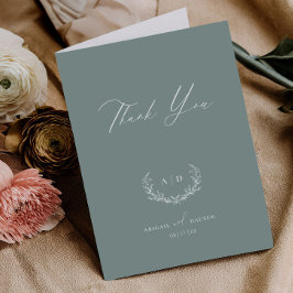 Dusty Sage Thank you Wedding Folded Note Card Dankeskarte