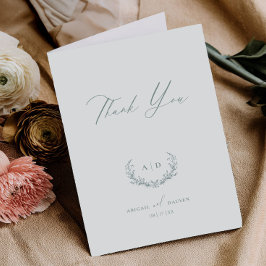 Dusty Sage Thank you Wedding Folded Note Card Dankeskarte