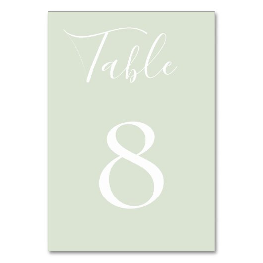 Dusty Sage Tischnummer Card (Rückseite)
