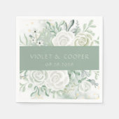 Dusty Sage Watercolor Florals Wedding Serviette (Vorderseite)