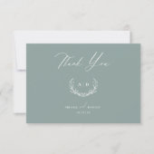 Dusty Sage Wedding Day Thank you Flat Note Card Einladung (Vorderseite)