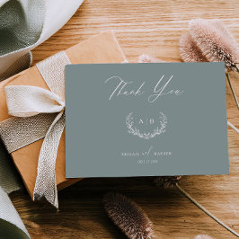 Dusty Sage Wedding Day Thank you Flat Note Card Einladung
