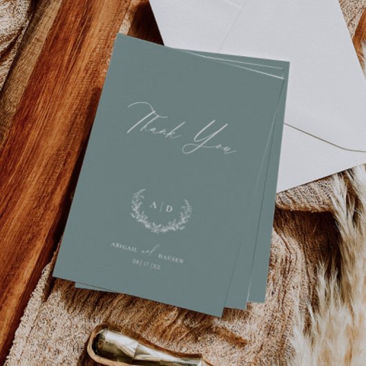 Dusty Sage Wedding Day Thank you Flat Note Card Einladung