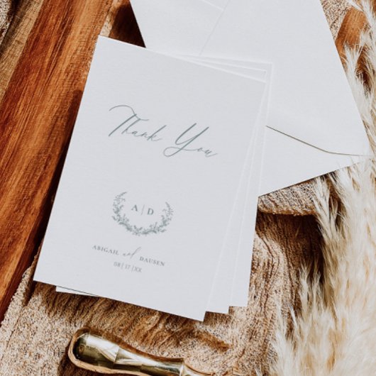 Dusty Sage Wedding Day Thank you Flat Note Card Einladung