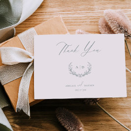 Dusty Sage Wedding Day Thank you Flat Note Card Einladung