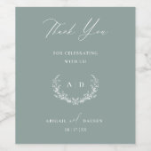 Dusty Sage Wedding Day Thank you Wine Bottle Label Weinetikett (Einzelnes Label)