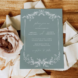 Dusty Sage Wedding Invitation Announcement Card Einladung