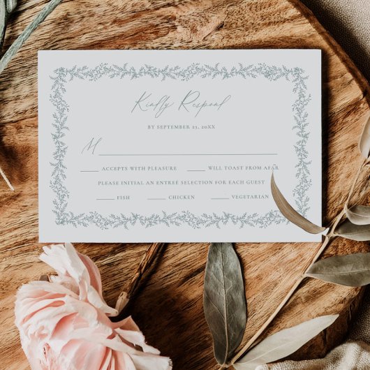 Dusty Sage Wedding Invitation RSVP Response Card Karte