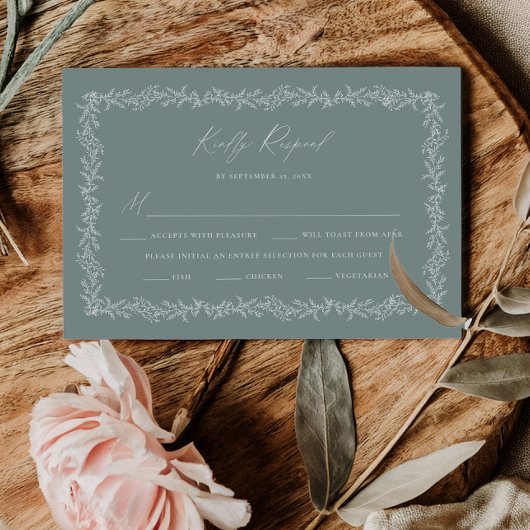 Dusty Sage Wedding Invitation RSVP Response Card Karte