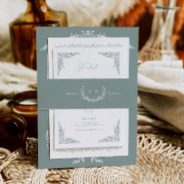 Dusty Sage Wedding Invitation Suite Belly Band