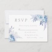 Dusty Sky Blue Divine Floral Wedding All Event RSVP Karte (Vorderseite)