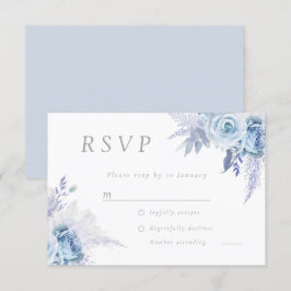 Dusty Sky Blue Divine Floral Wedding All Event RSVP Karte