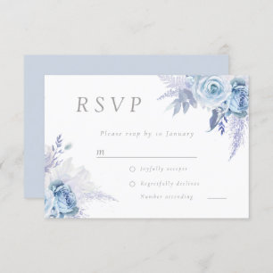 Dusty Sky Blue Divine Floral Wedding All Event RSVP Karte