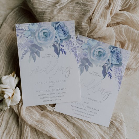 Dusty Sky Blue & Silver Divine Wedding Folieneinladung