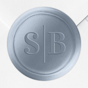 Dusty Sky Blue Wax Siegel Wedding Monogram Sticker