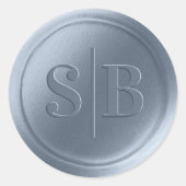 Dusty Sky Blue Wax Siegel Wedding Monogram Sticker (Vorderseite)