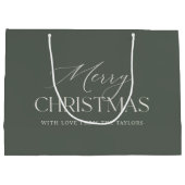 Dusty Spruce Green Personalisierter Weihnachtsurla Große Geschenktüte (Rückseite)