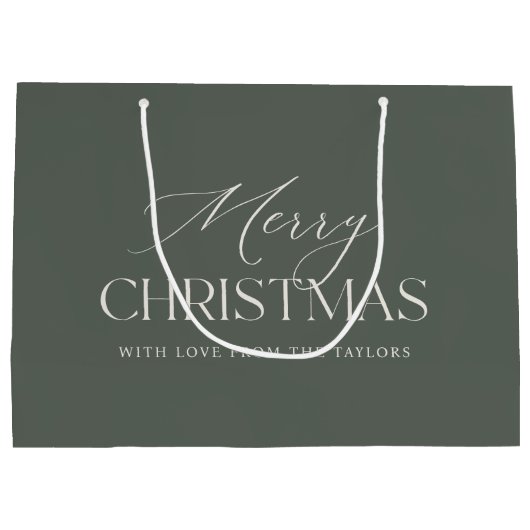 Dusty Spruce Green Personalisierter Weihnachtsurla Große Geschenktüte (Rückseite)