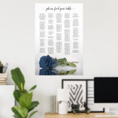 Dusty Steel Blue Rose Alphabetisierungstabelle Poster (Heimbüro)