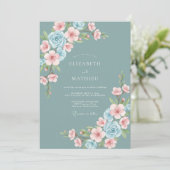 Dusty Teal Captivating Spring Wedding Einladung (Stehend Vorderseite)