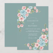 Dusty Teal Captivating Spring Wedding Einladung (Vorne/Hinten)