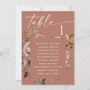 Dusty Terracotta Boho Floral Wedding Chart Einladung
