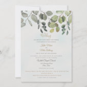 Dusty Türkise Foliage Website inklusive Hochzeit Einladung (Vorderseite)