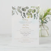 Dusty Türkise Foliage Website inklusive Hochzeit Einladung (Stehend Vorderseite)