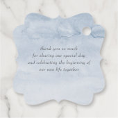 Dusty und Navy Blue Blumen Hochzeit Vielen Dank Geschenkanhänger (Rückseite)