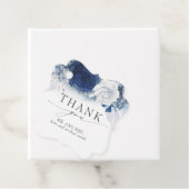 Dusty und Navy Blue Blumen Hochzeit Vielen Dank Geschenkanhänger (Beispiel)