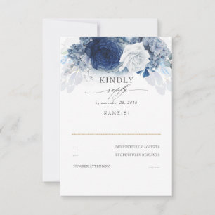 Dusty und Navy Blue Wedding RSVP Karte