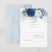 Dusty und Navy Blue Wedding RSVP Karte (Vorne/Hinten)