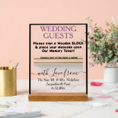 Dusty Violet Black Wooden Gästebuchnamen Acrylschild (Hochzeit)