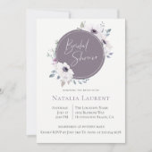 Dusty Violet Blumenrahmen Bridal Dusche Einladung (Vorderseite)