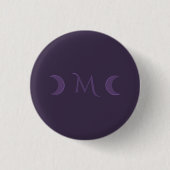 Dusty Violet Crescent Moons Monogramm Button (Vorderseite)
