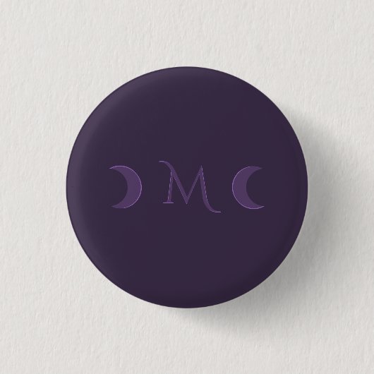 Dusty Violet Crescent Moons Monogramm Button (Vorderseite)