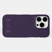 Dusty Violet Crescent Moons Monogramm Case-Mate iPhone Hülle (Rückseite (Horizontal))