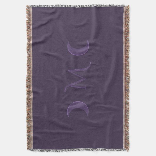 Dusty Violet Crescent Moons Monogramm Decke (Vorderseite Vertikal)