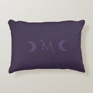 Dusty Violet Crescent Moons Monogramm Dekokissen